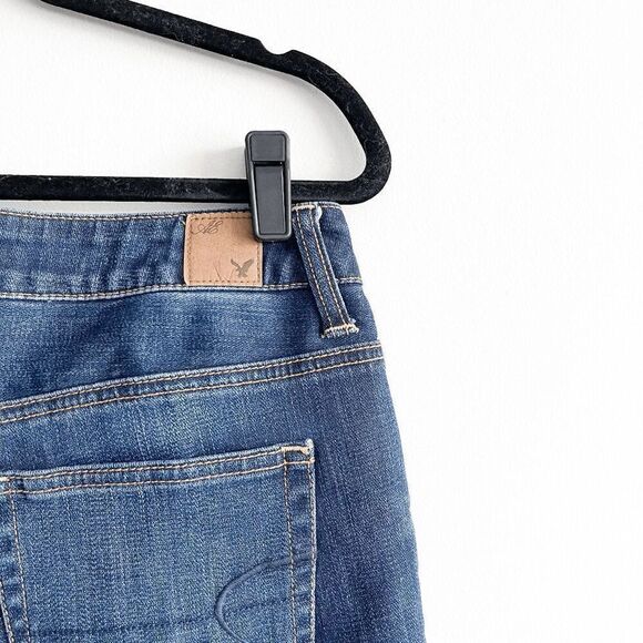 American Eagle Womens Slouchy Denim Stretch Straight Jeans Blue 8 - Picture 4 of 11